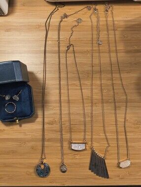 Dainty Rose Gold 7-Piece Jewelry Bundle Layering Necklaces Crystal Studs Ring 8